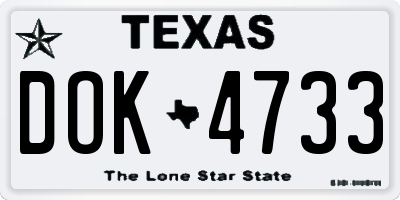 TX license plate DOK4733