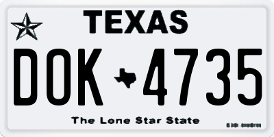 TX license plate DOK4735