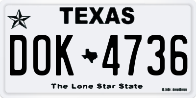 TX license plate DOK4736