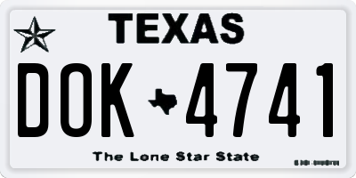 TX license plate DOK4741