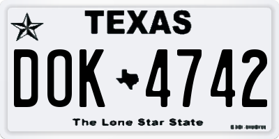 TX license plate DOK4742