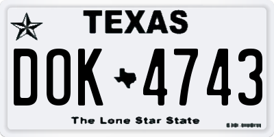 TX license plate DOK4743