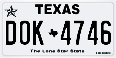 TX license plate DOK4746