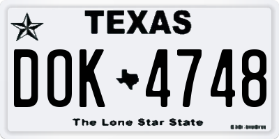 TX license plate DOK4748