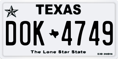 TX license plate DOK4749
