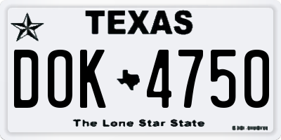 TX license plate DOK4750