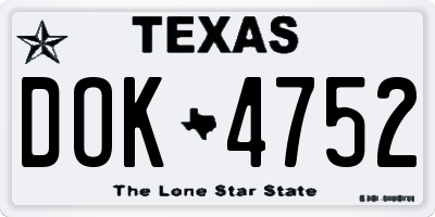 TX license plate DOK4752