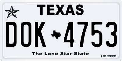 TX license plate DOK4753
