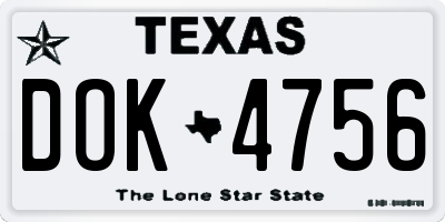 TX license plate DOK4756