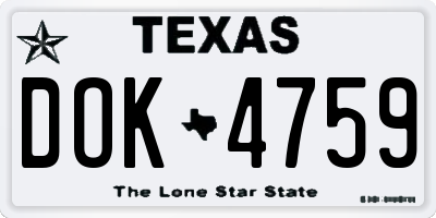 TX license plate DOK4759