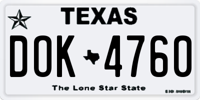 TX license plate DOK4760