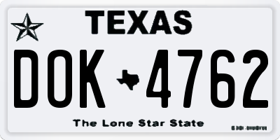 TX license plate DOK4762