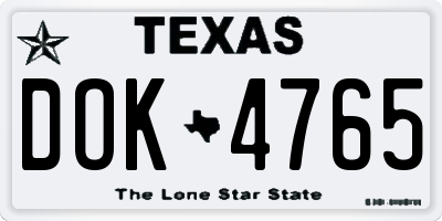 TX license plate DOK4765