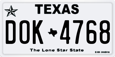 TX license plate DOK4768