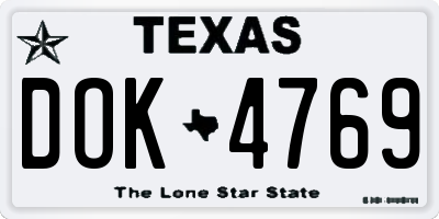 TX license plate DOK4769