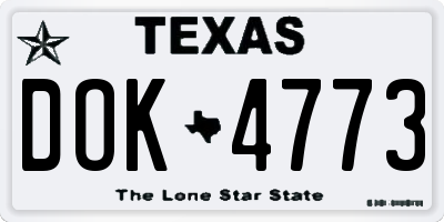 TX license plate DOK4773