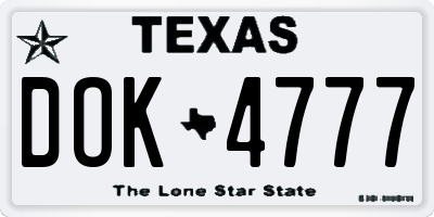 TX license plate DOK4777