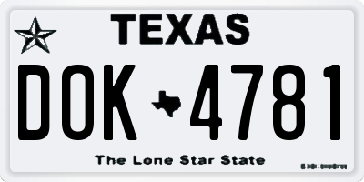 TX license plate DOK4781