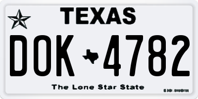 TX license plate DOK4782