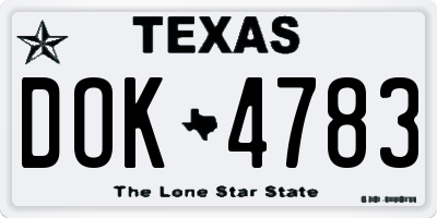 TX license plate DOK4783