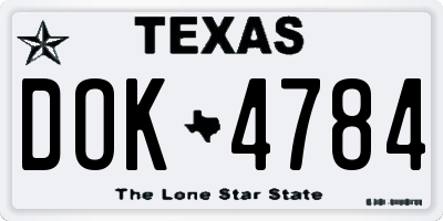 TX license plate DOK4784