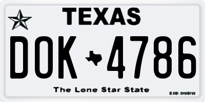 TX license plate DOK4786