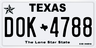 TX license plate DOK4788