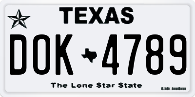 TX license plate DOK4789