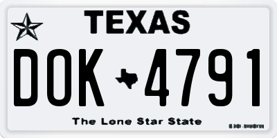 TX license plate DOK4791