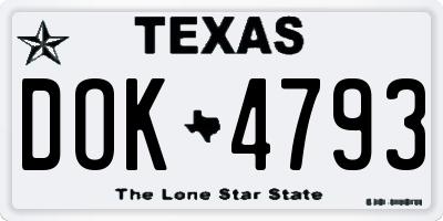 TX license plate DOK4793