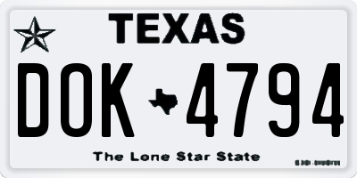 TX license plate DOK4794