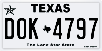 TX license plate DOK4797
