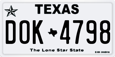 TX license plate DOK4798