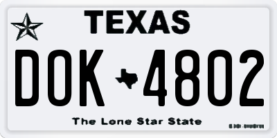 TX license plate DOK4802