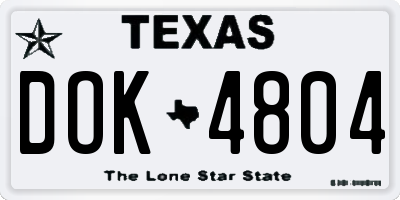 TX license plate DOK4804
