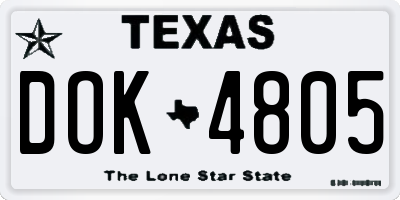 TX license plate DOK4805