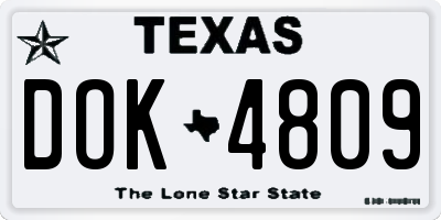 TX license plate DOK4809