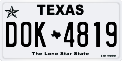 TX license plate DOK4819