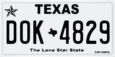 TX license plate DOK4829
