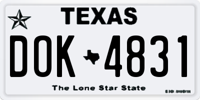 TX license plate DOK4831