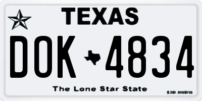 TX license plate DOK4834