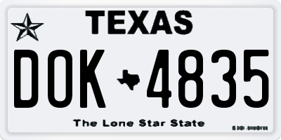 TX license plate DOK4835