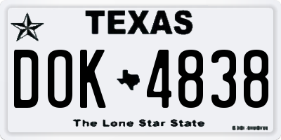 TX license plate DOK4838