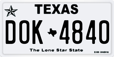 TX license plate DOK4840