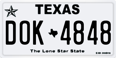 TX license plate DOK4848