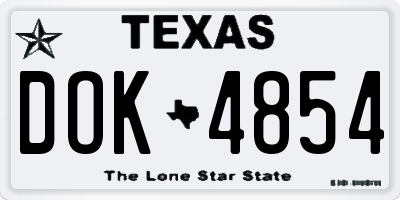 TX license plate DOK4854