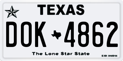 TX license plate DOK4862