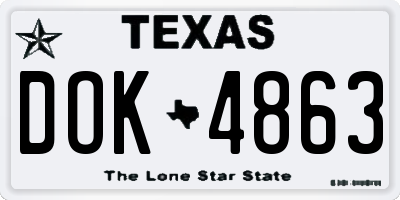 TX license plate DOK4863
