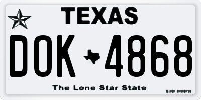 TX license plate DOK4868