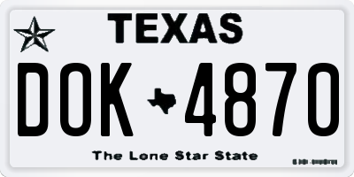 TX license plate DOK4870